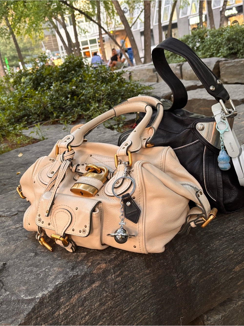 Chloe front pocket satchel paddington bag with Gold Hardware